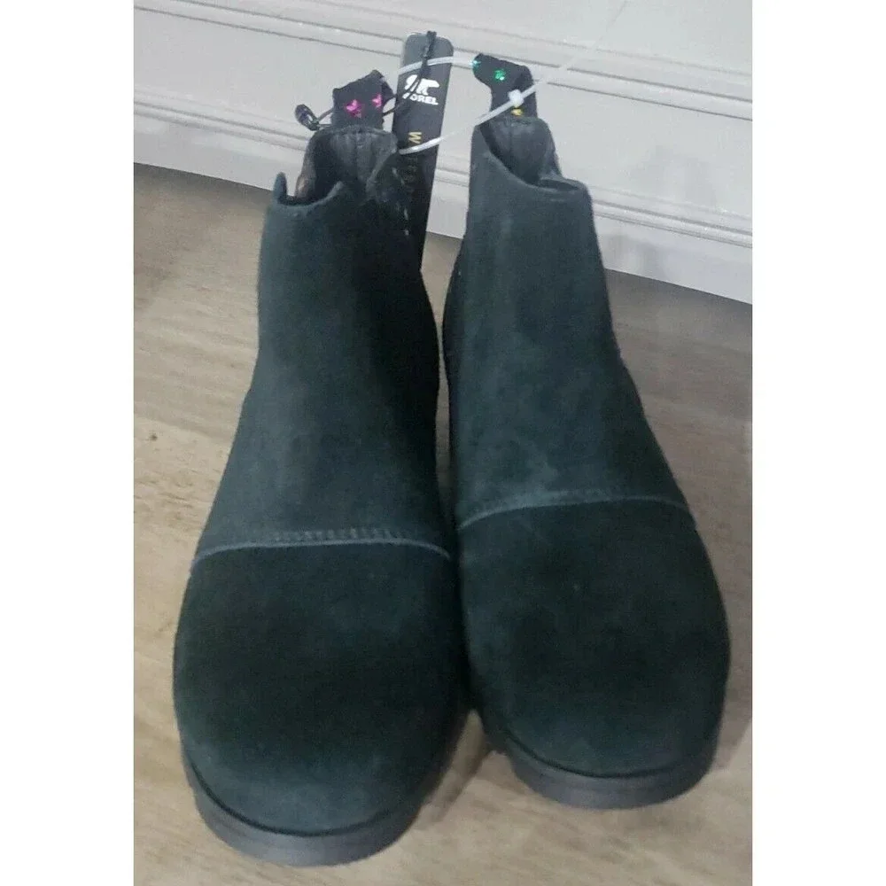 Sorel Booties Girls Size 5 Emelie Chelsea Black Suede Rainbow Stars New